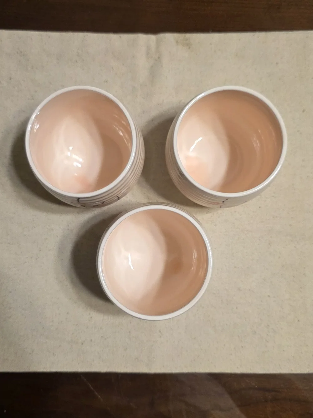 Tenchi Japanese Sakura Cherry Blossom Handmade Porcelain Cups Three